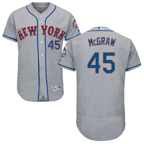 Mets #45 Tug McGraw Grey Flexbase Authentic Collection Stitched MLB Jersey - Click Image to Close